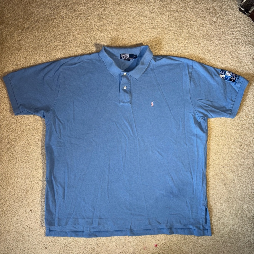 Polo Ralph Lauren Shirt Mens XXL Blue Classic Fit Short Sleeve Pink Pony Preppy